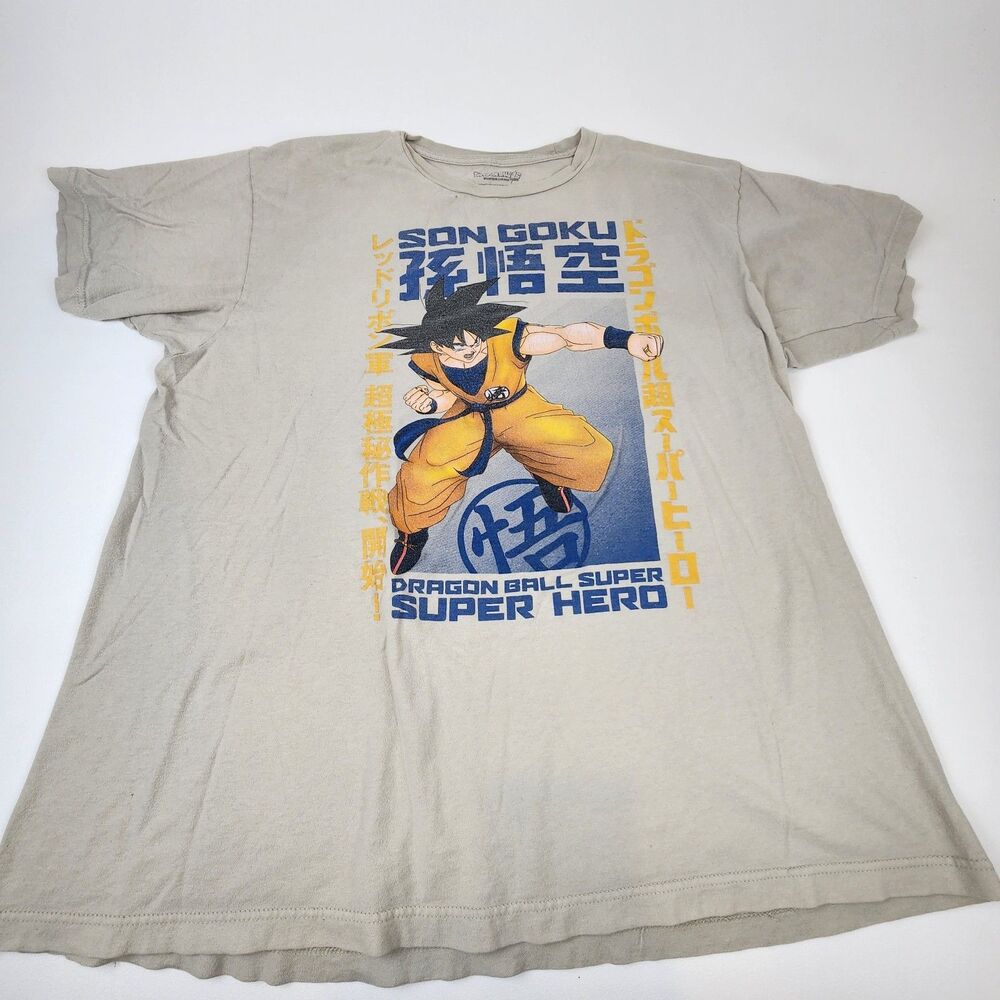 Dragon Ball Super Super Hero Son Goku Beige Graphic T-Shirt XL Anime Manga